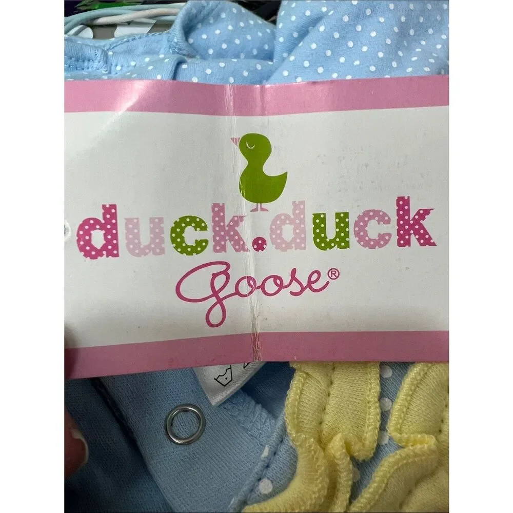 Duck Duck Goose dress with attached bodysuit pink and white with appliqué NWT